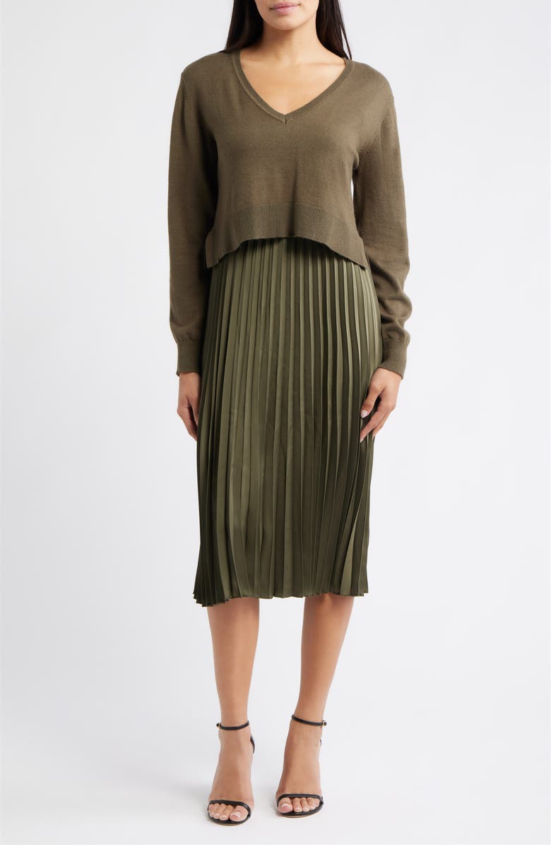 Sam Edelman Pleated Slipdress and Sweater Set, Main, color, 