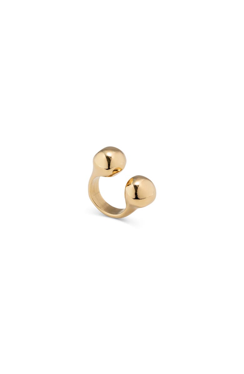 UNODE50 Open Ring with Two Beads, Main, color, Gold