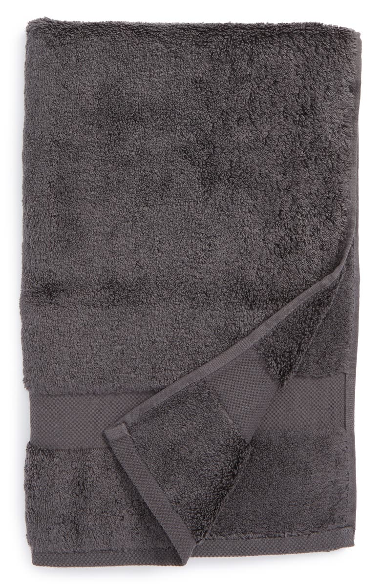 Matouk Lotus Hand Towel, Main, color, Charcoal