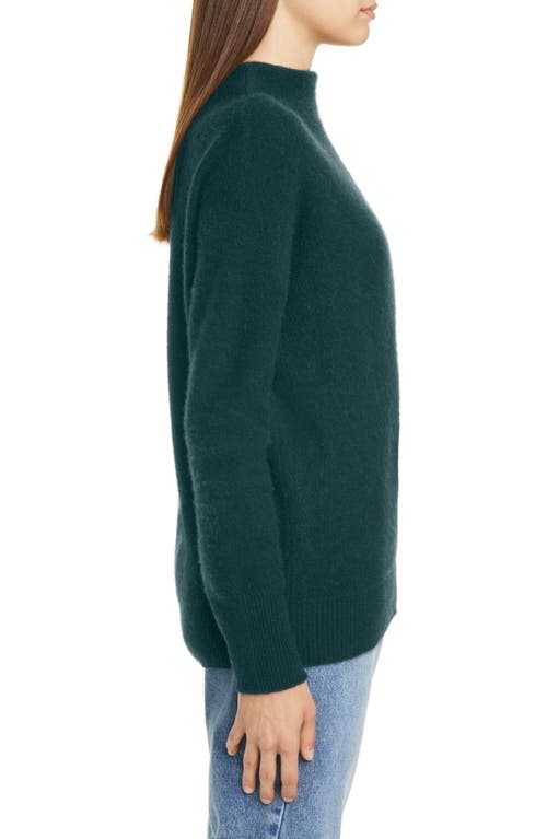 Vince Boiled Cashmere Funnel Neck Pullover In Green
