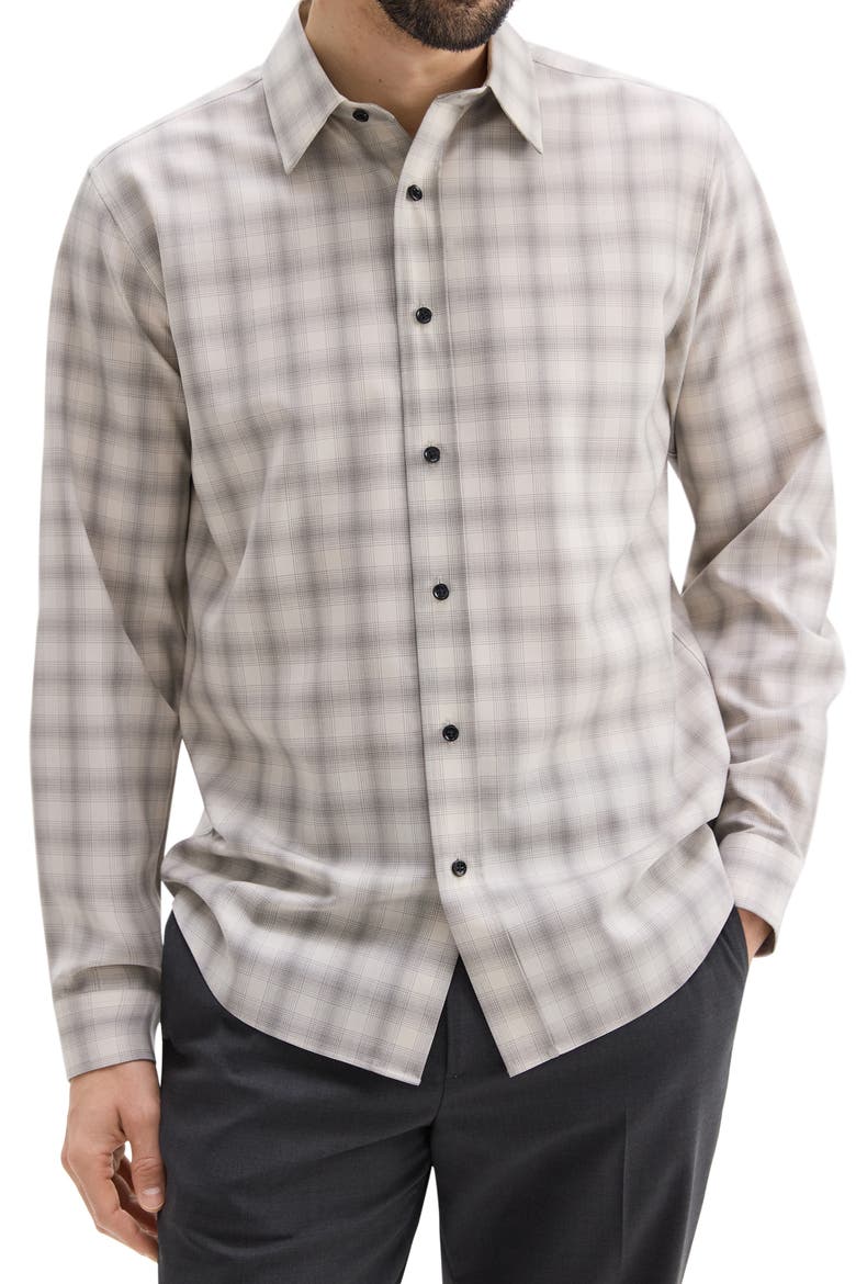 Irving Plaid Virgin Wool Button-Up Shirt, Alternate, color, SAND/ WLNT