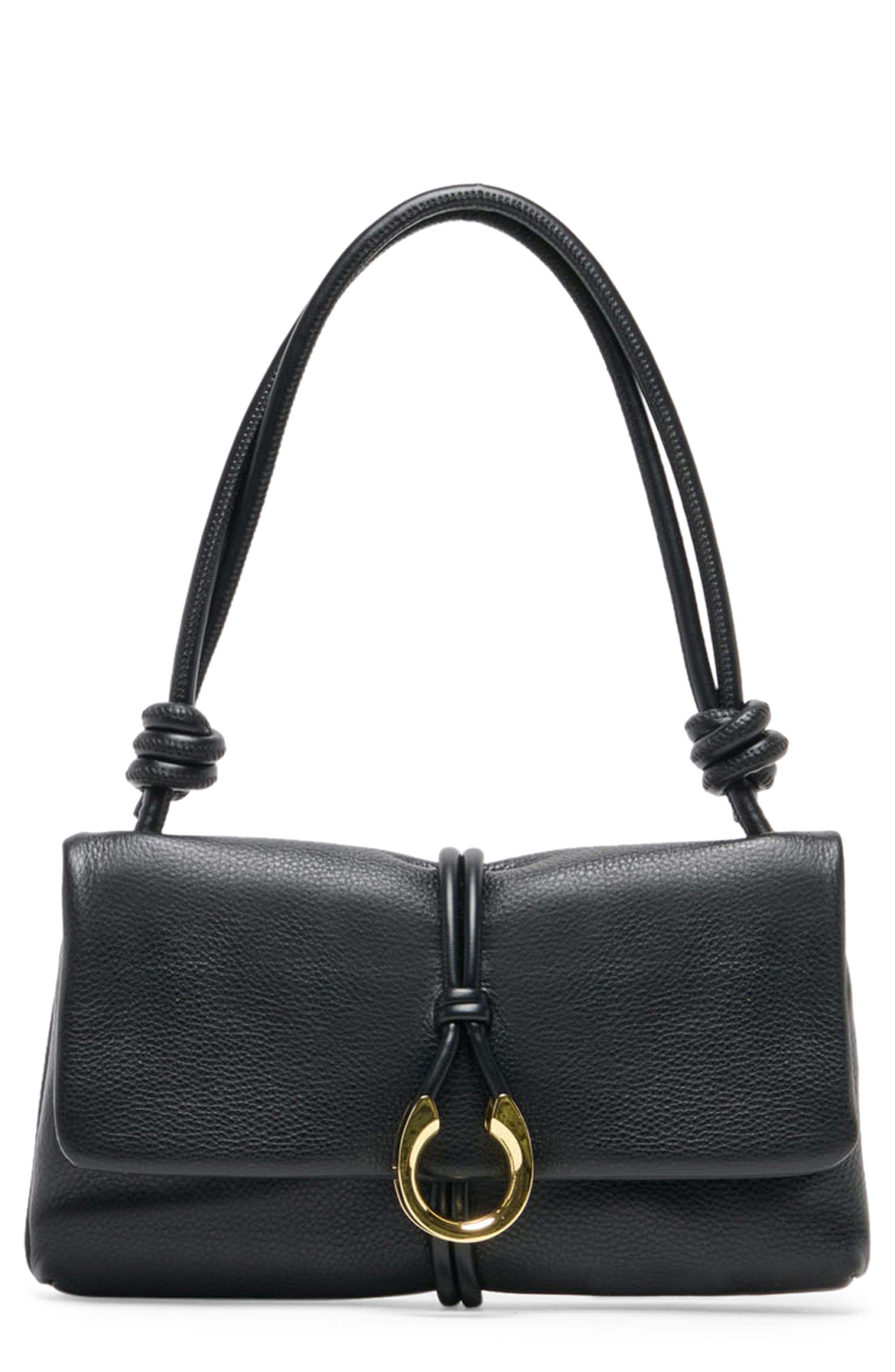Amina Shoulder Bag, Main, color, BLACK LEATHER