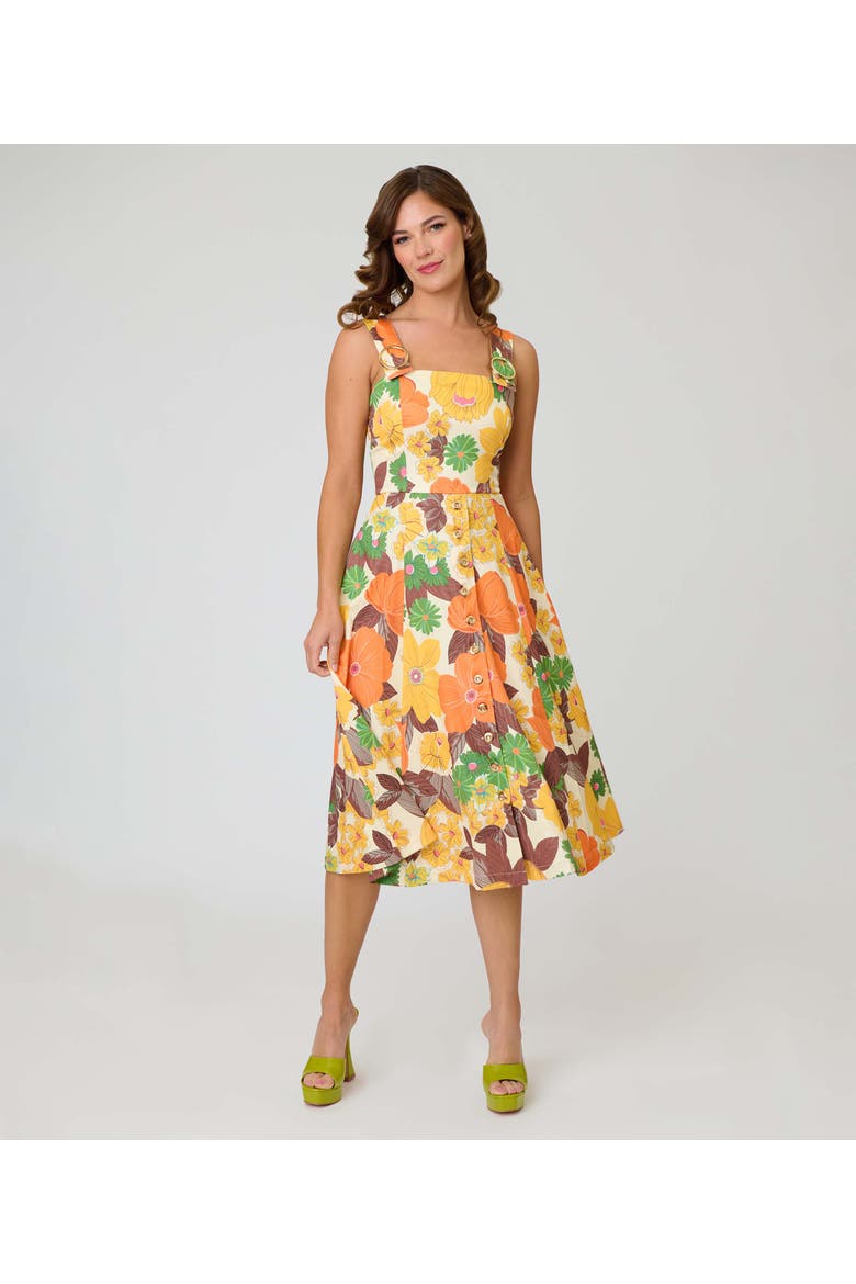 Picnic Perfect Midi Dress, Main, color, Orange Floral Print