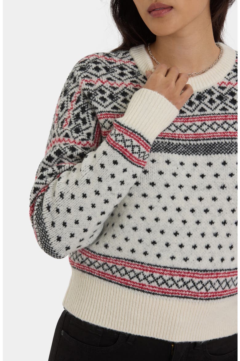 Fair Isle Sweater, Alternate, color, IVORY/ BLACK