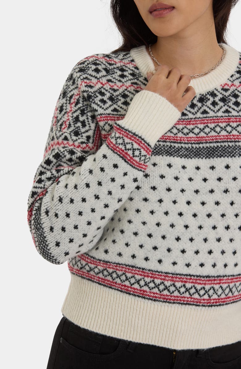 NYDJ Fair Isle Sweater, Alternate, color, Ivory/ Black
