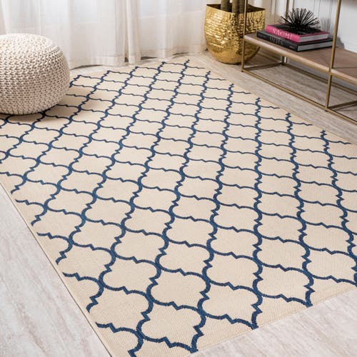 Jonathan Y Galon Filigree Indoor/outdoor Area Rug In Beige/navy