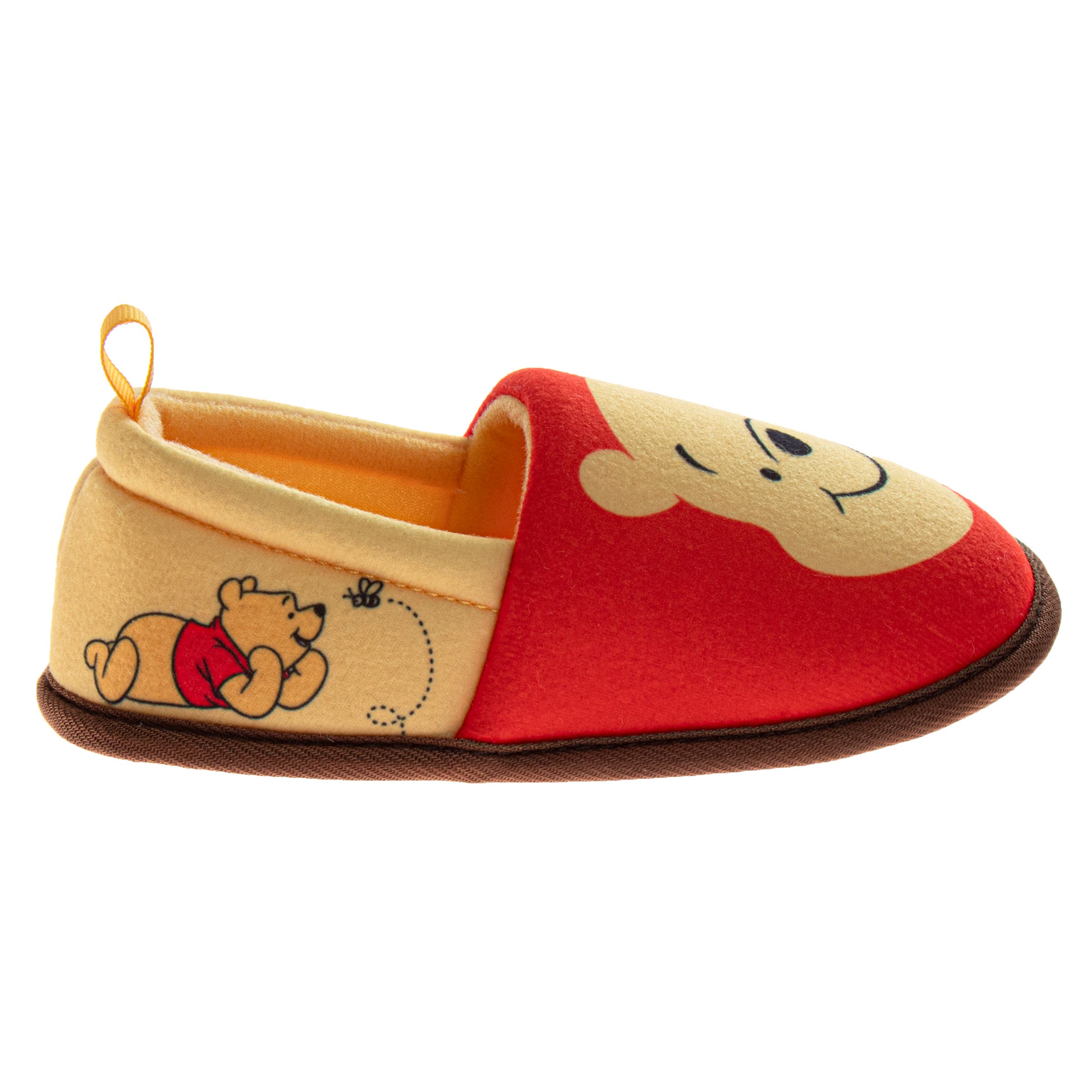 Disney Winnie the Pooh Kids' Slippers - Plush, Warm, and Soft House Shoes, Alternate, color, Yellow/Red