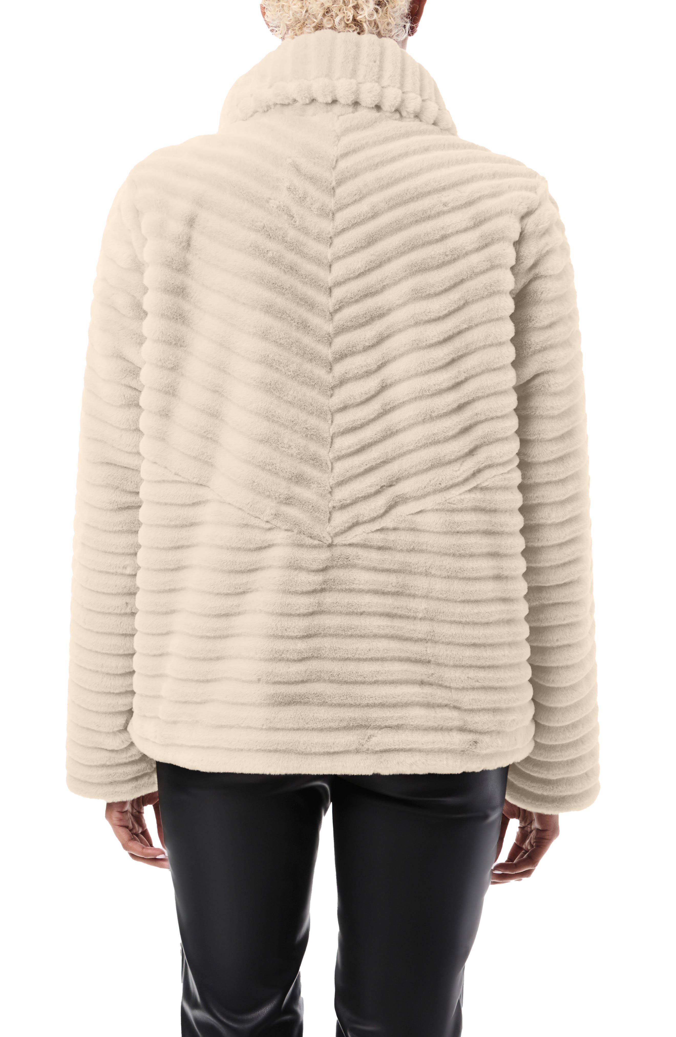 Grooved Faux Fur Jacket - image 2