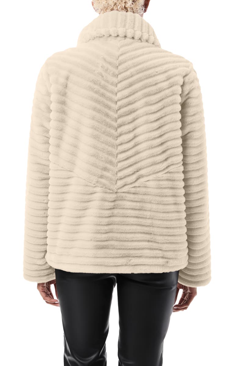 Bernardo Grooved Faux Fur Jacket, Alternate, color, Oatmeal
