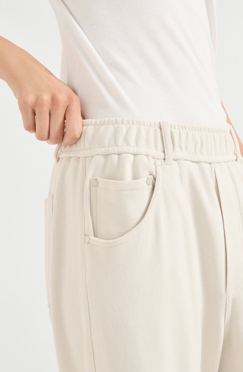 Brunello Cucinelli Smooth French terry trousers, Alternate, color, Milk