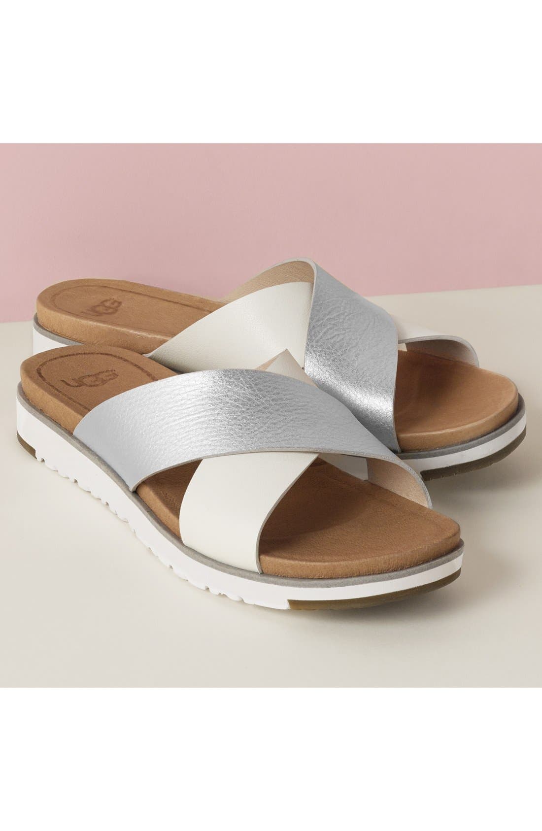 'Kari' Sandal, Alternate, color, SILVER LEATHER