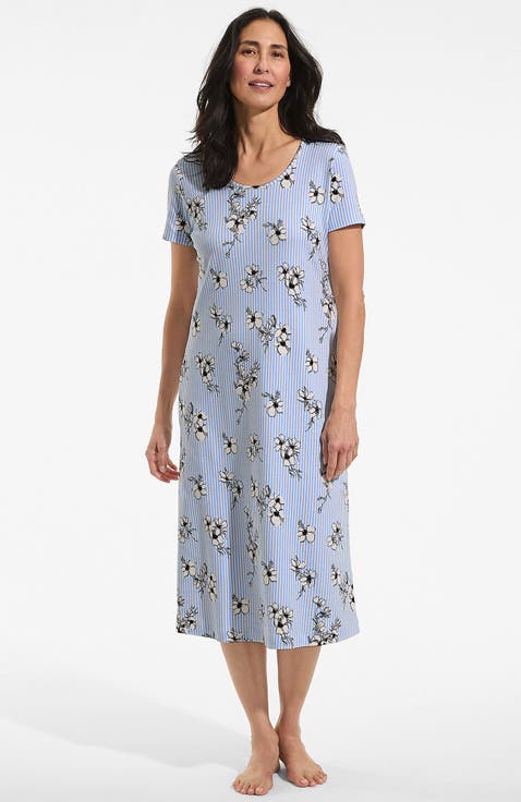 Cotton Short Sleeve Midcalf Nightgown