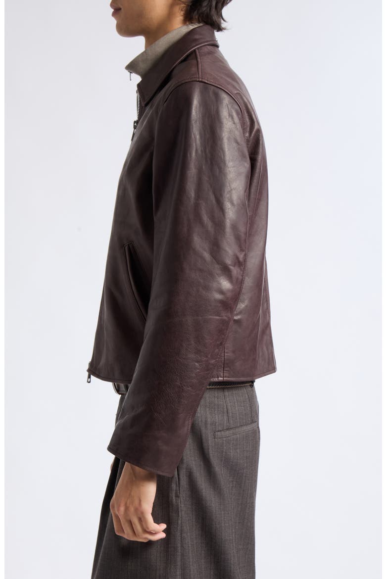 Mini Leather Jacket, Alternate, color, MATTED BROWN