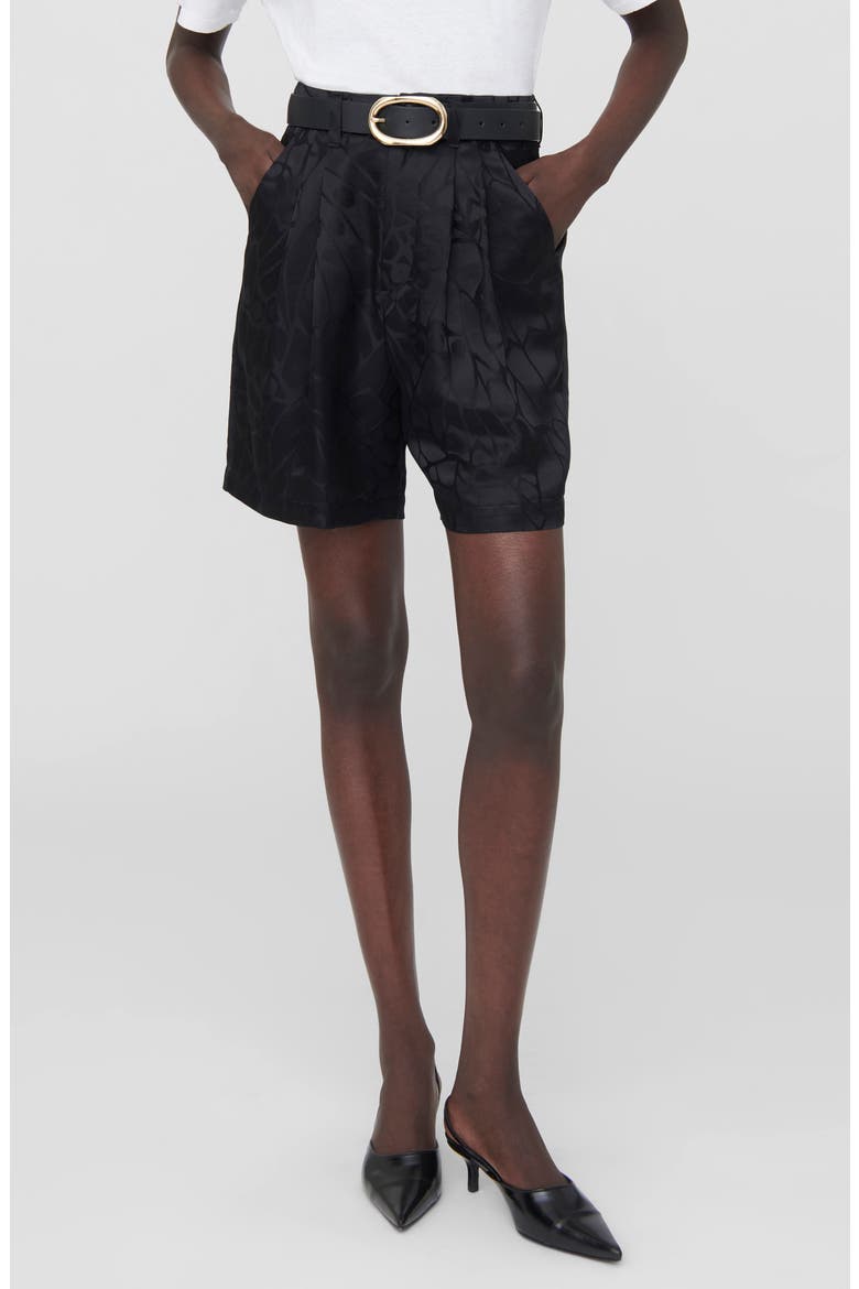 Carrie Silk Jacquard Shorts, Main, color, BLACK BUTTERFLY JACQUARD