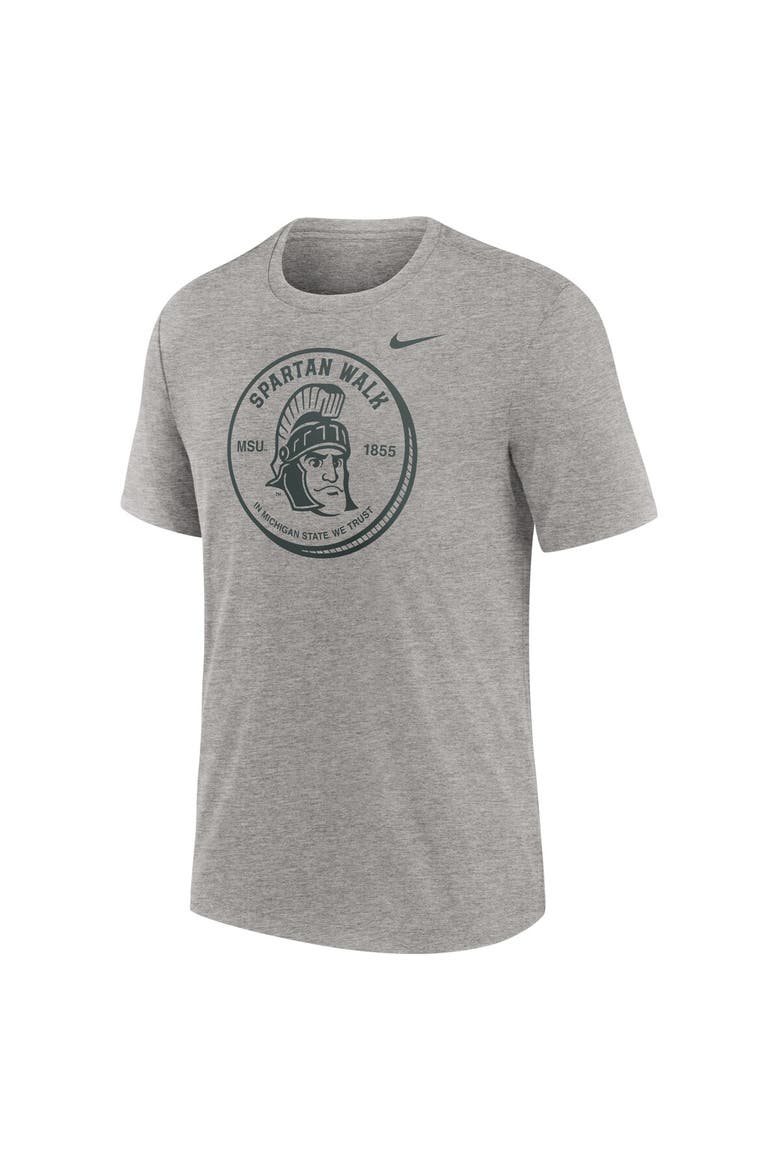 Men's Nike Heather Gray Michigan State Spartans Local Campus Time Honored Tradition Tri-Blend T-Shirt, Alternate, color, Heather Gray