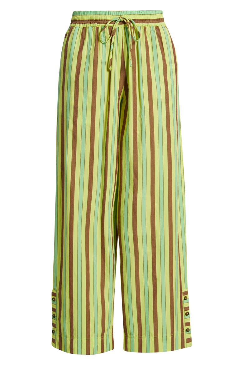 Ritik Tie Waist Wide Leg Organic Cotton Pants, Alternate, color, LIME