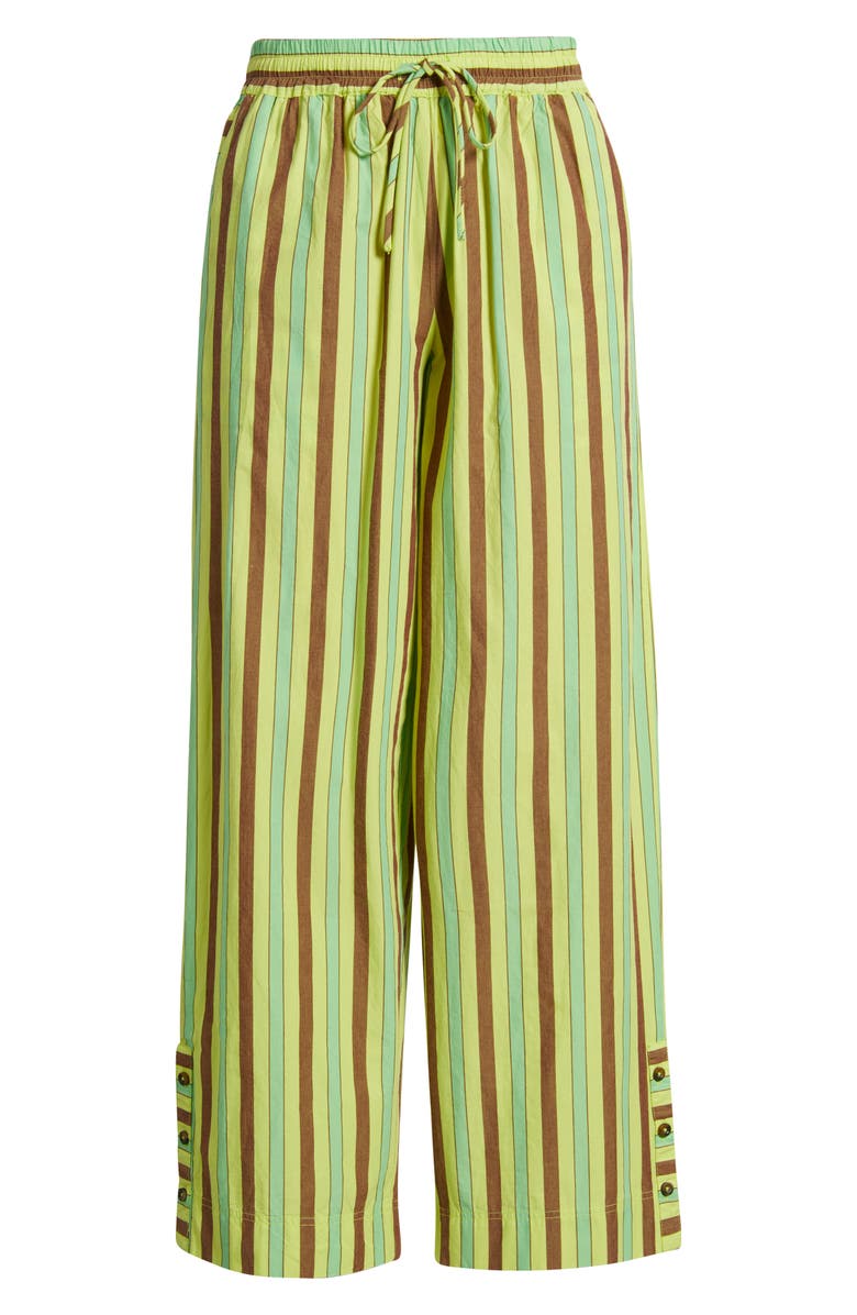 Damson Madder Ritik Tie Waist Wide Leg Organic Cotton Pants, Alternate, color, Lime