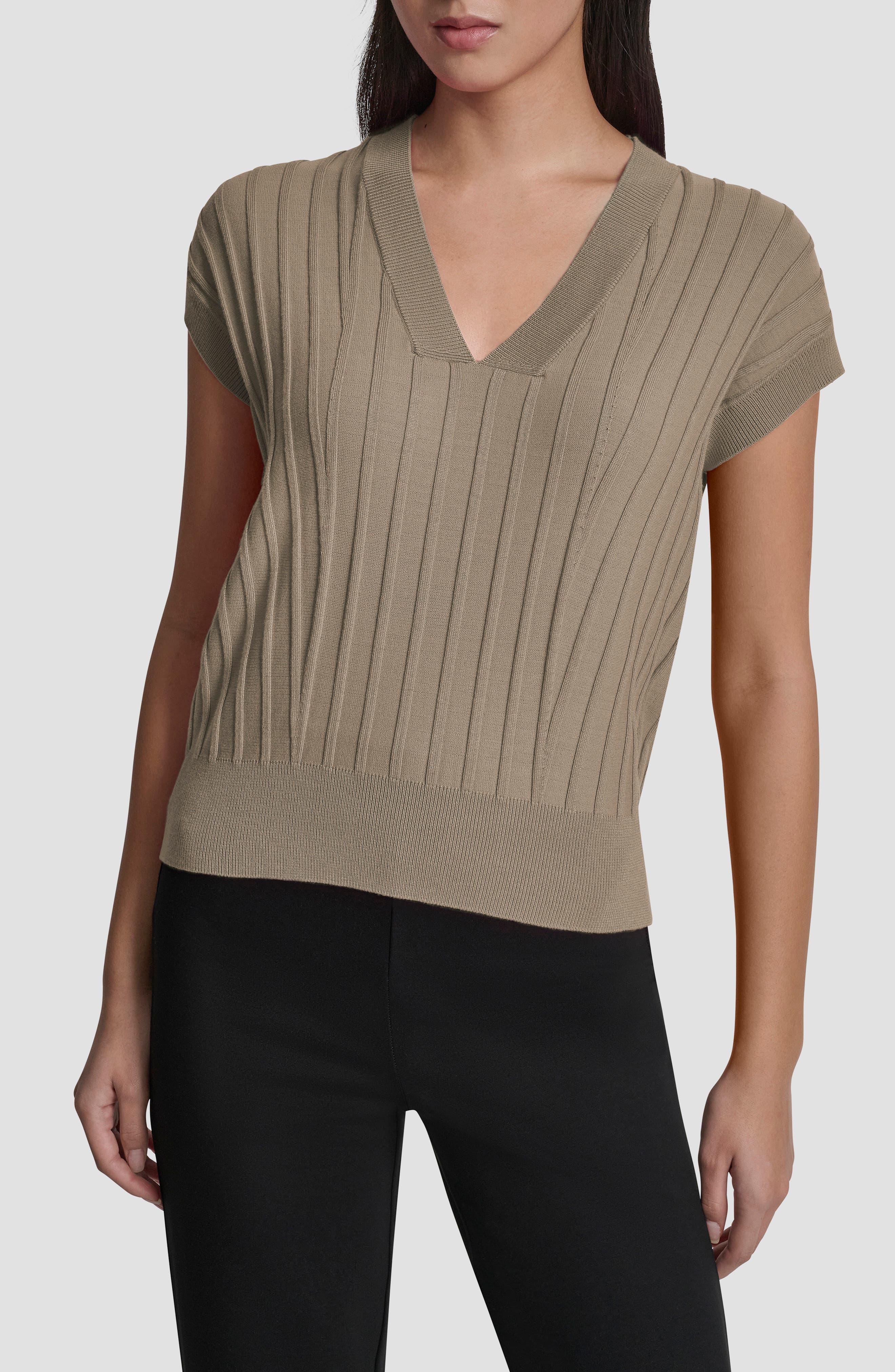 Rib Short Sleeve Sweater - image 3