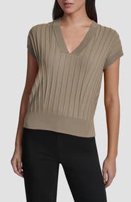 DKNY Rib Short Sleeve Sweater