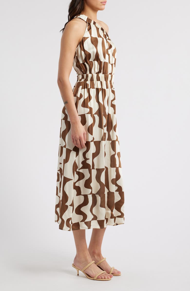 Rails India Asymmetric Geo Print Midi Dress, Alternate, color, Copper Noto