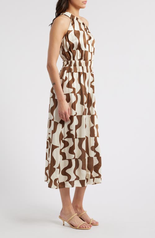 Rails India Asymmetric Geo Print Midi Dress In Copper Noto
