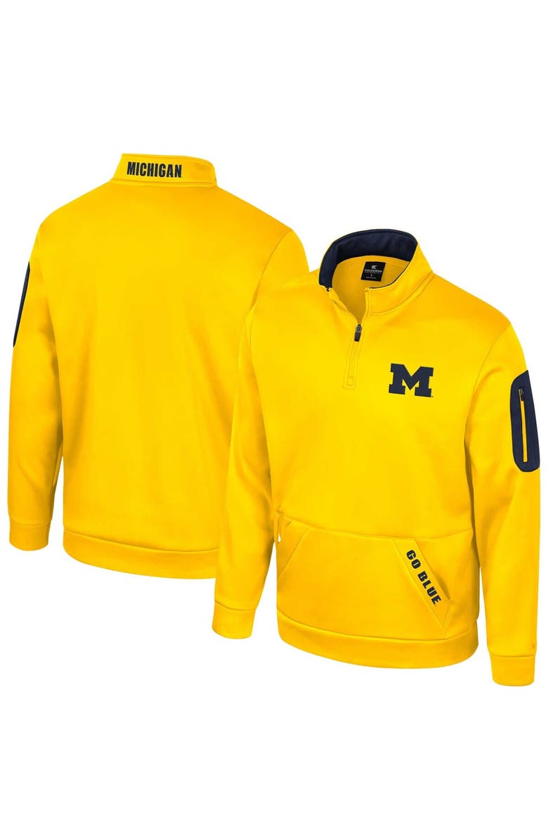 COLOSSEUM Men's Colosseum Maize Michigan Wolverines Mainframe Quarter-Zip Fleece Jacket, Main, color, Maize