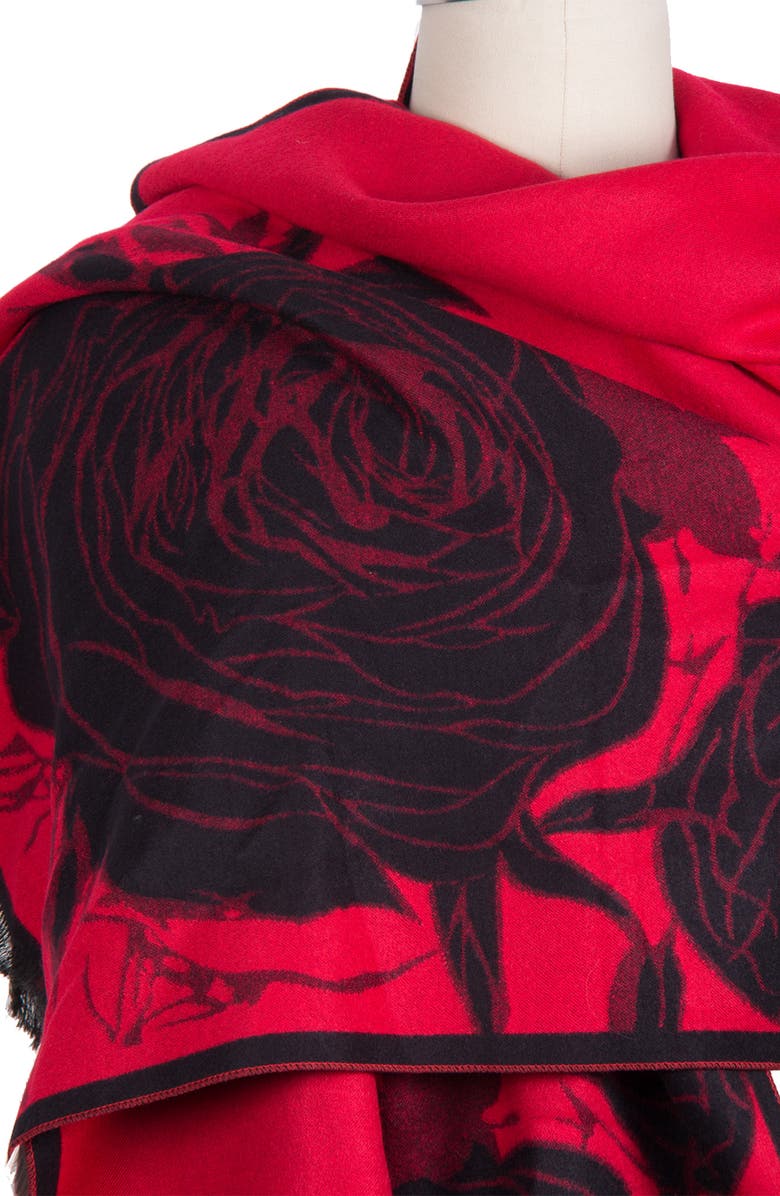 SAACHI Floral Reversible Scarf, Alternate, color, Red Black