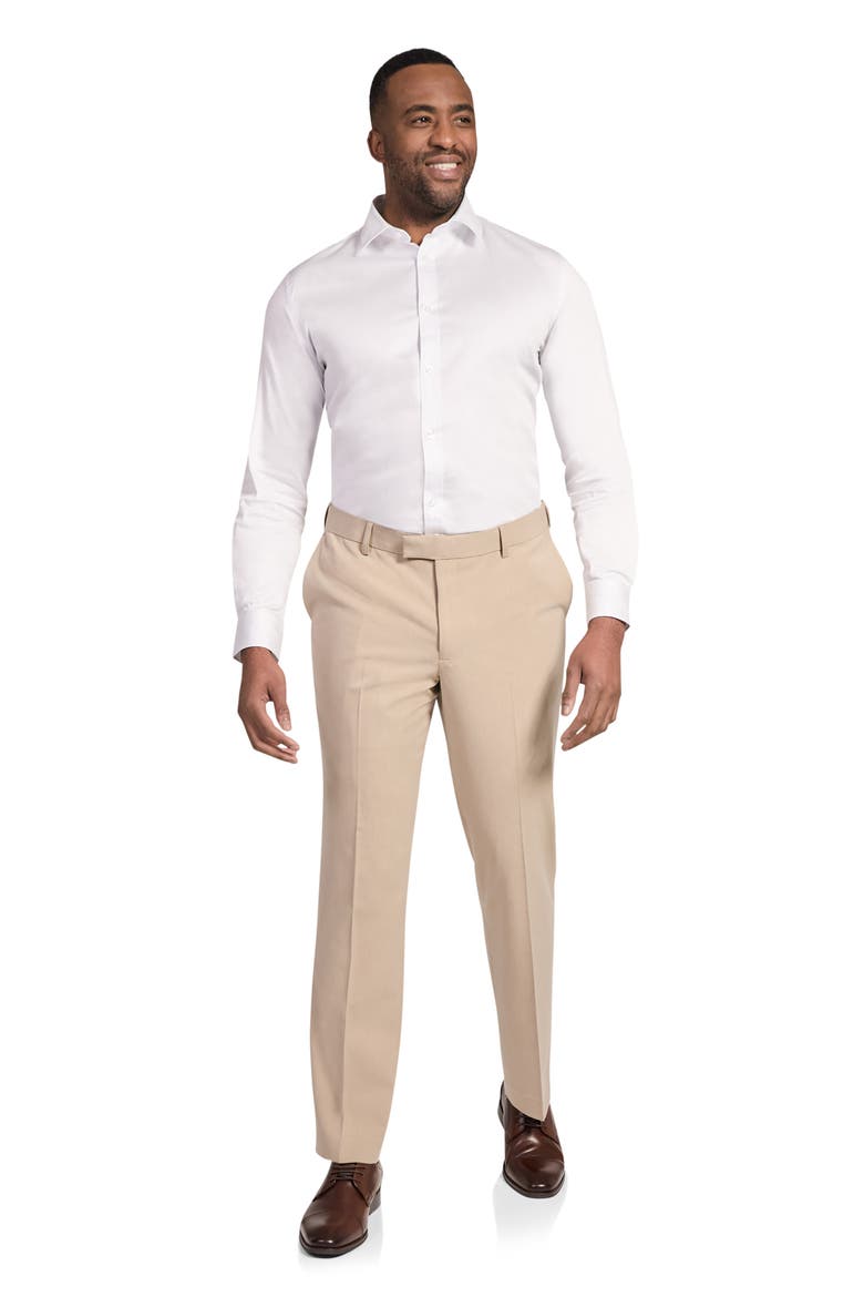 Tanner Flat Front Dress Pants, Alternate, color, BEIGE