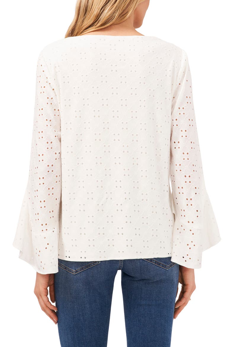 Bell Sleeve Eyelet Blouse, Alternate, color, ULTRA WHITE