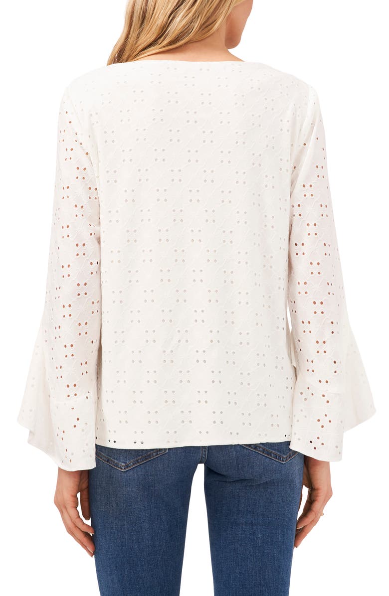 Vince Camuto Bell Sleeve Eyelet Blouse, Alternate, color,
