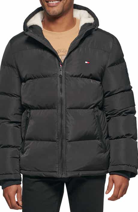Hooded Puffer Jacket with Faux Shearling Lining