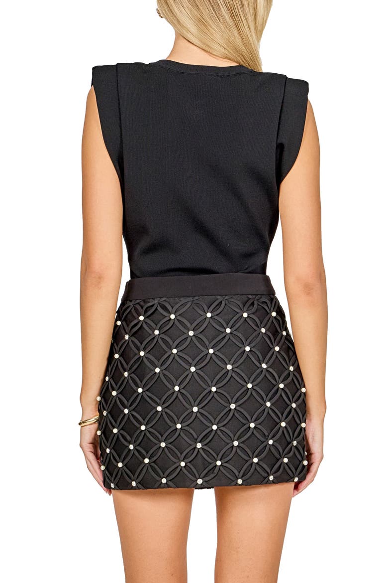 Pleated Shoulder Knit Top, Alternate, color, BLACK