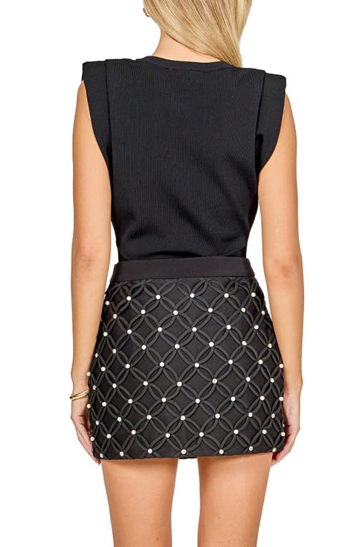 Endless Rose Pleated Shoulder Knit Top In Black
