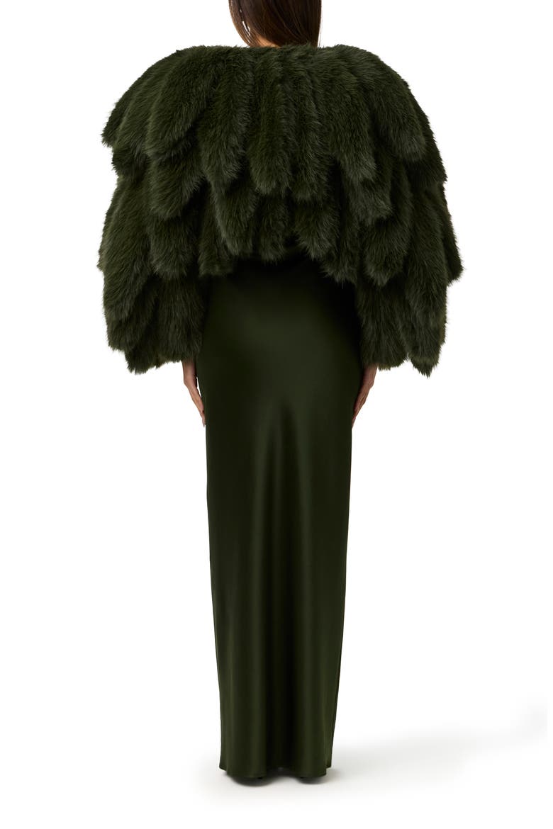 Foxtail Faux Fur Cropped Jacket, Alternate, color, NOIR GREEN