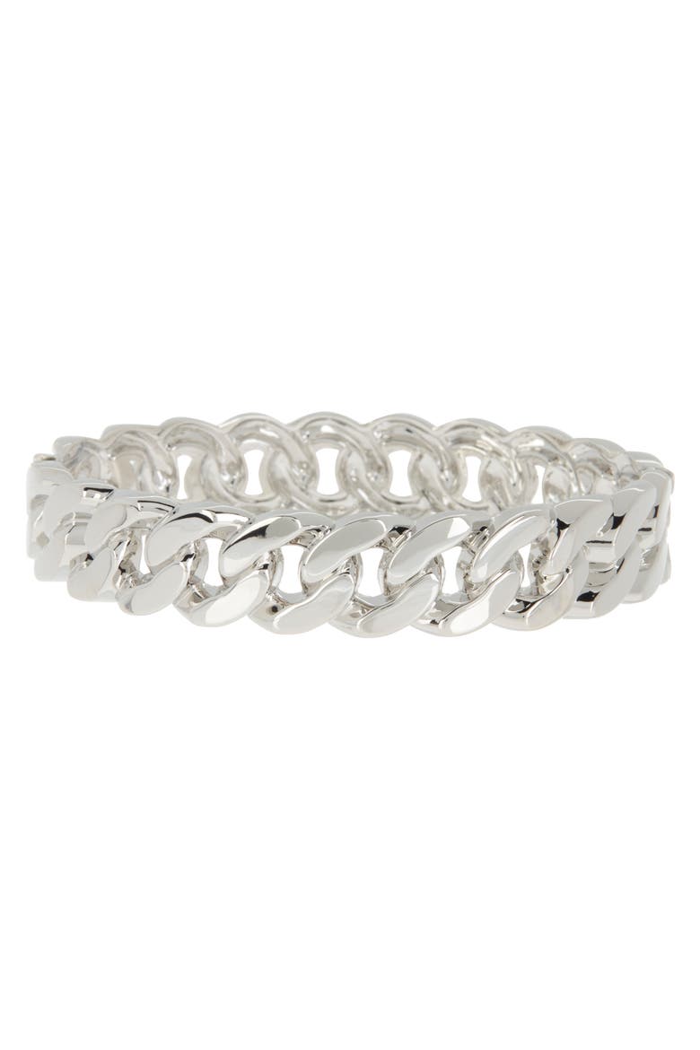 Curb Chain Bangle, Main, color, RHODIUM
