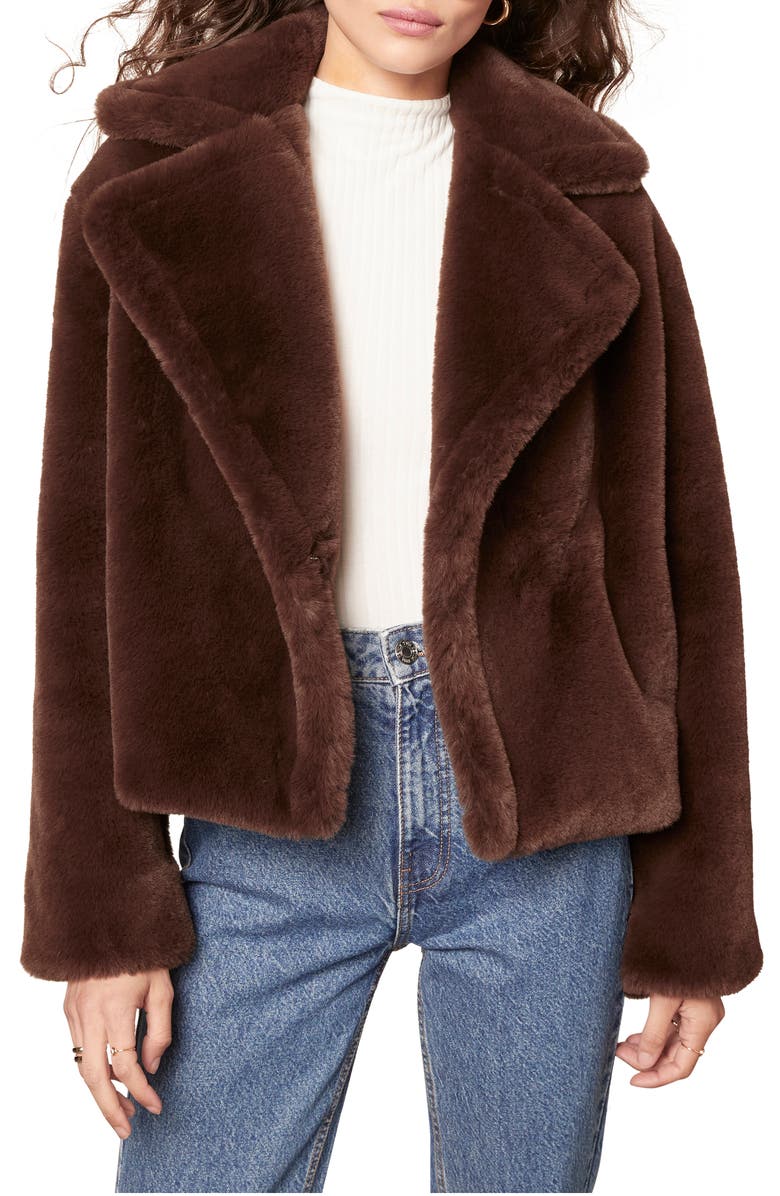 BB Dakota by Steve Madden BB Dakota Big Time Faux Fur Jacket, Main, color, 