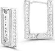 GLAZE JEWELRY Small Cubic Zirconia Rectangular Hoop Earrings