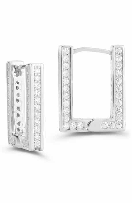 GLAZE JEWELRY Small Cubic Zirconia Rectangular Hoop Earrings