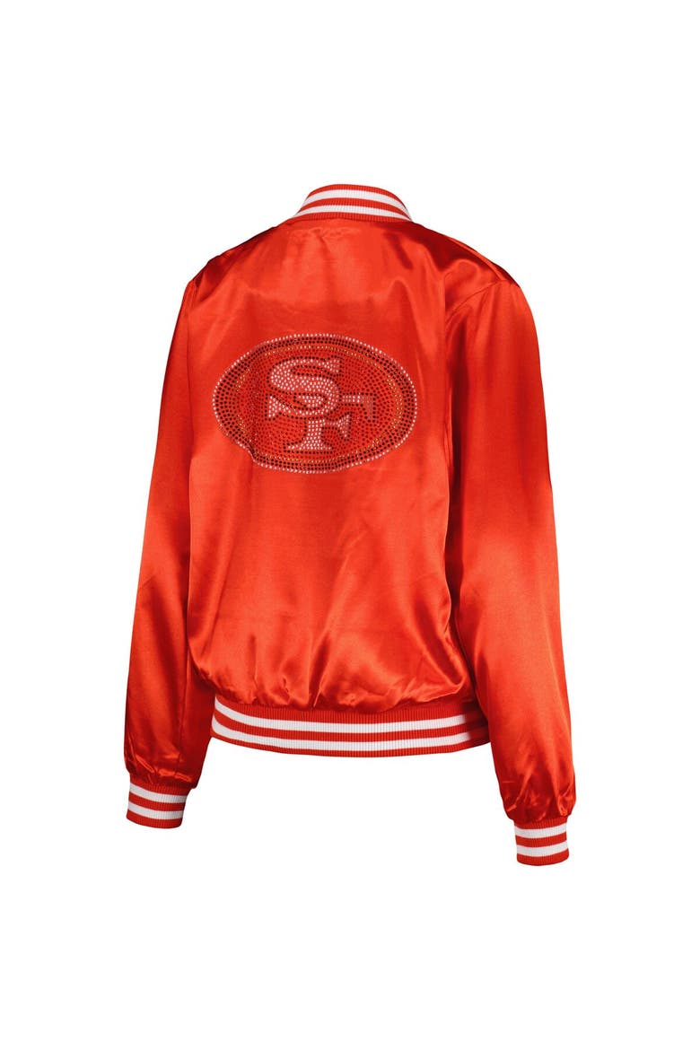 Women's Cuce Scarlet San Francisco 49ers Rhinestone Full-Zip Varsity Jacket, Alternate, color, Scarlet