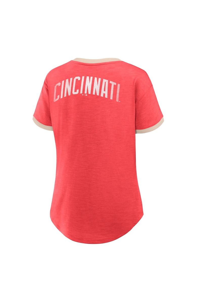 FANATICS Women's Fanatics Red Cincinnati Reds Binge Worthy Stadium Slub V-Neck T-Shirt, Alternate, color, Red