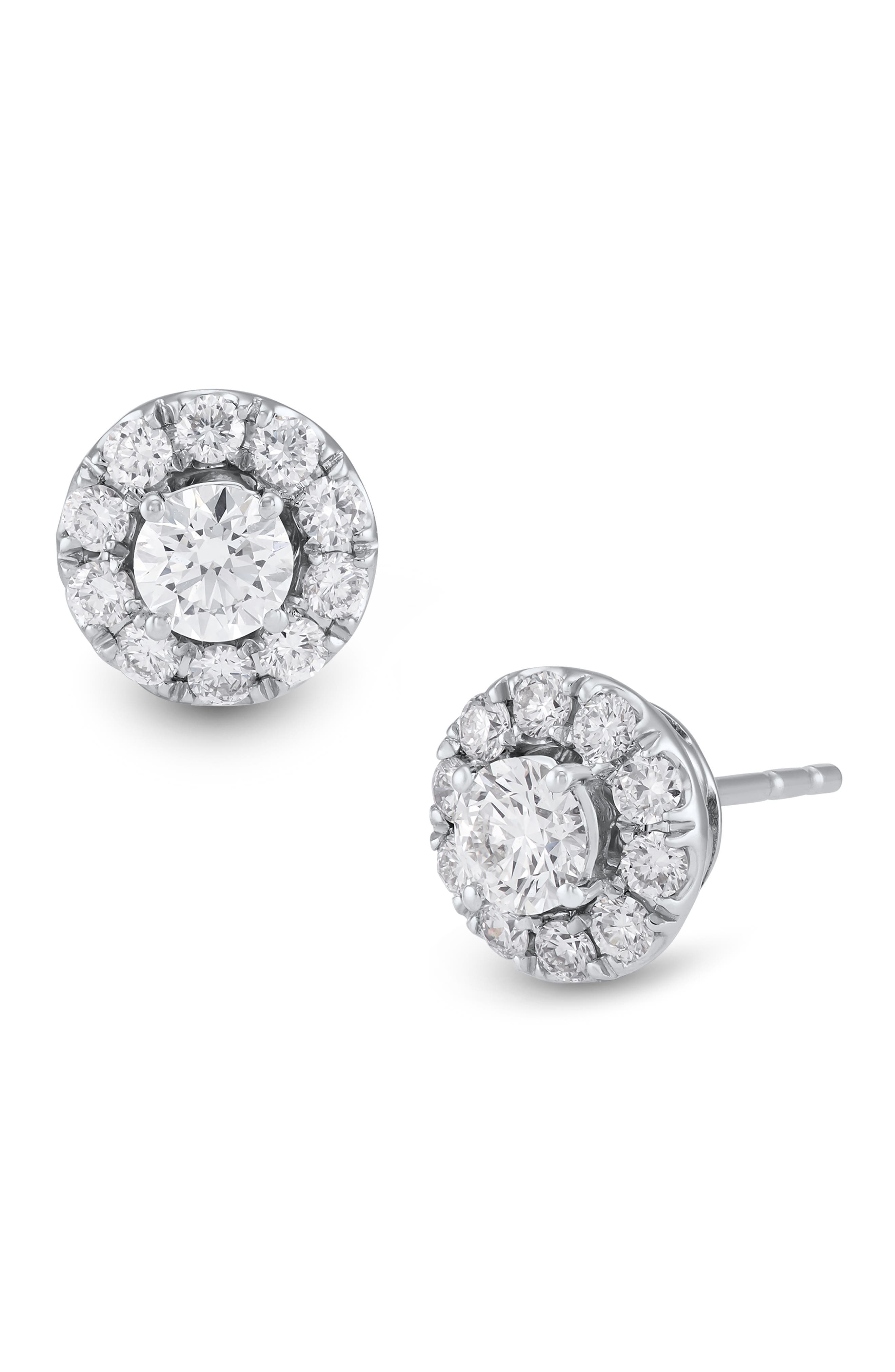 Frankie & Zoe Lab-Grown Diamond Halo Stud Earrings