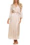 Stella Belted Lace Trim Satin Robe