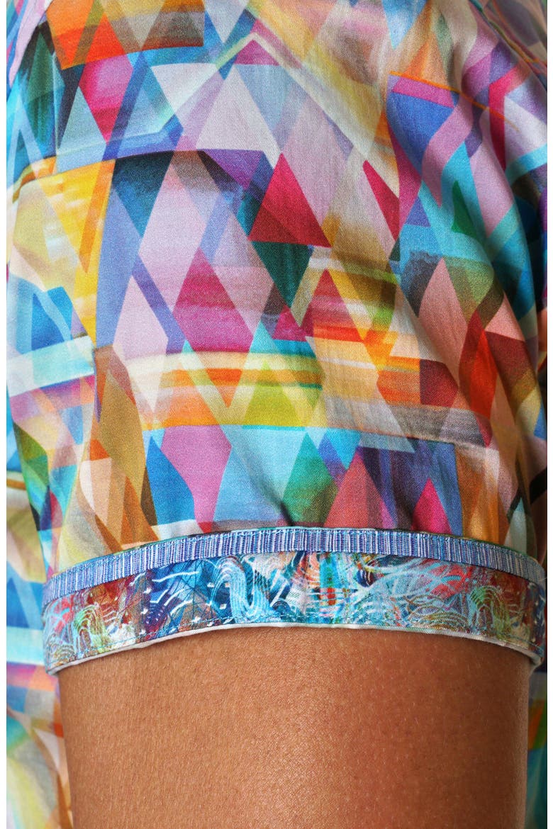 Multi Geo Print Short Sleeve Shirt, Alternate, color, MULTI