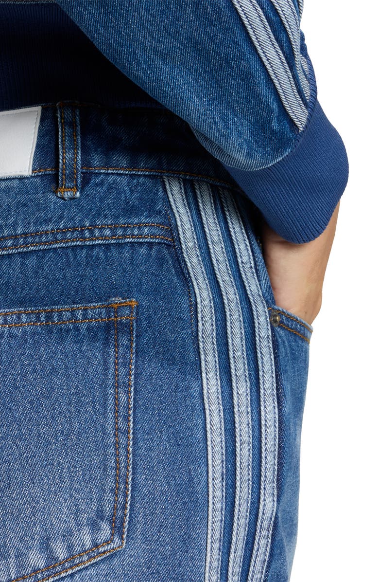 adidas Originals 3-Stripes Denim Midi Skirt, Alternate, color, Medium Vintage Denim