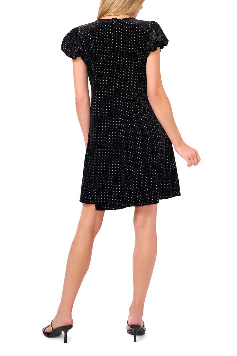 Velvet Bubble Sleeve Dress, Alternate, color, RICH BLACK