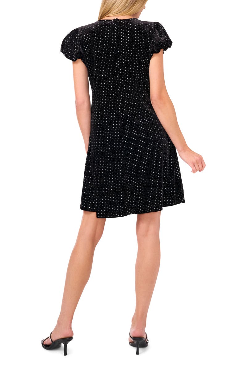 CeCe Velvet Bubble Sleeve Dress, Alternate, color, Rich Black