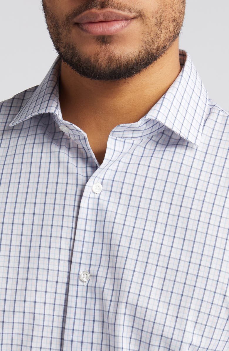 Nordstrom Trim Fit Easy Care Plaid Dress Shirt, Alternate, color, White Multi Flavio Plaid