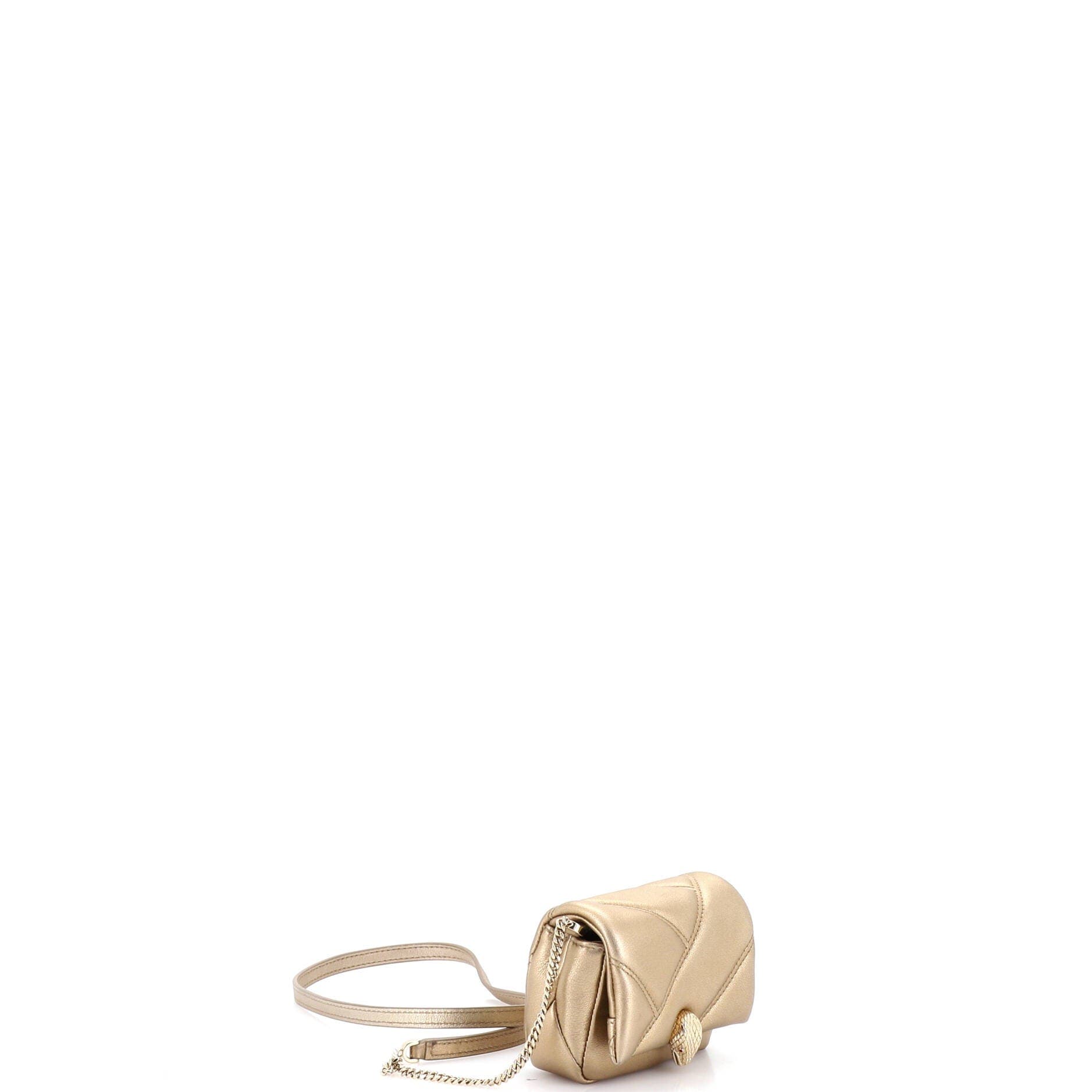 Serpenti Cabochon Shoulder Bag Diagonal Quilted Leather Micro, Alternate, color, Metallic Gold