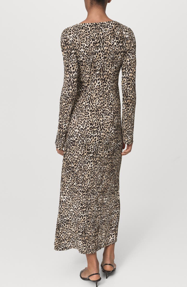 MANGO Print Long Sleeve Maxi Dress, Alternate, color, Black Cheetah