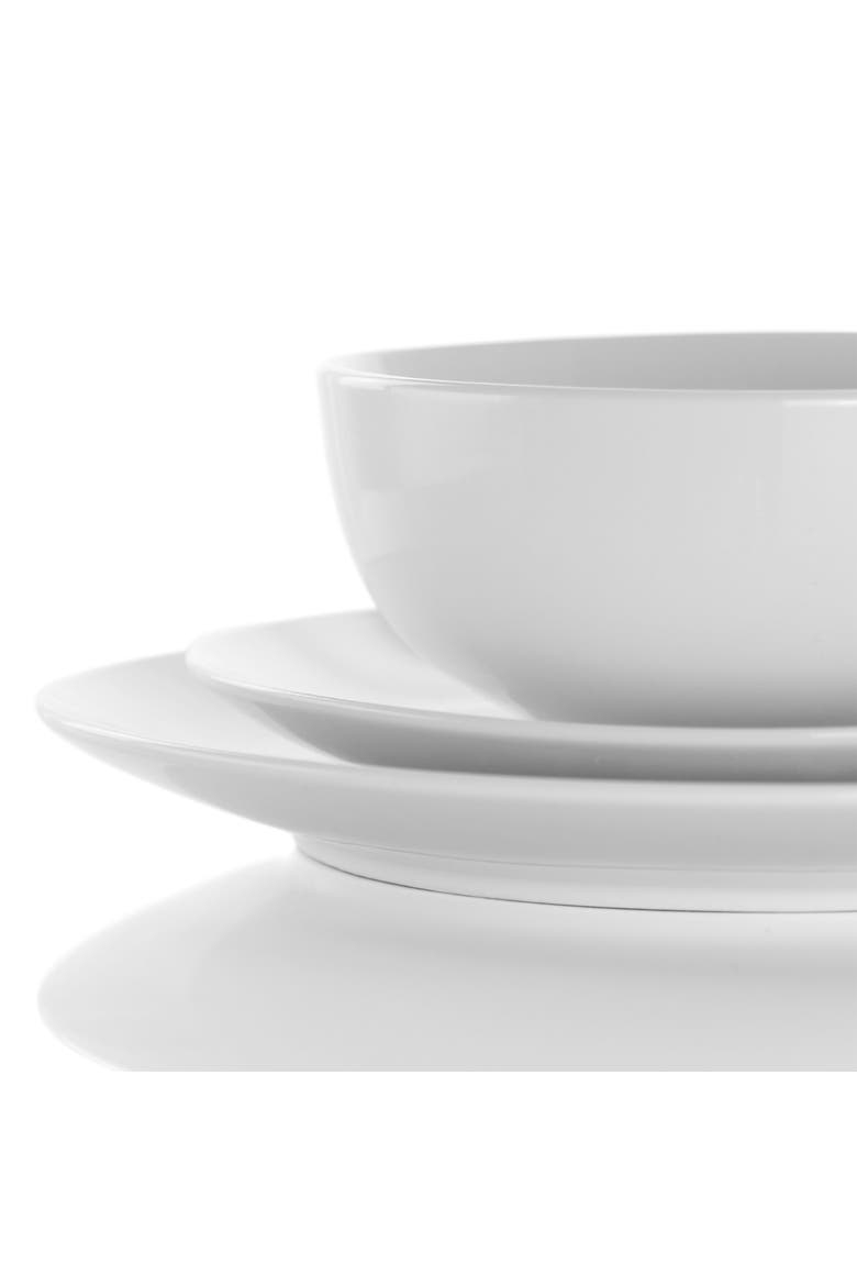 Luna 18 Piece Porcelain Dinnerware Set, Alternate, color, White